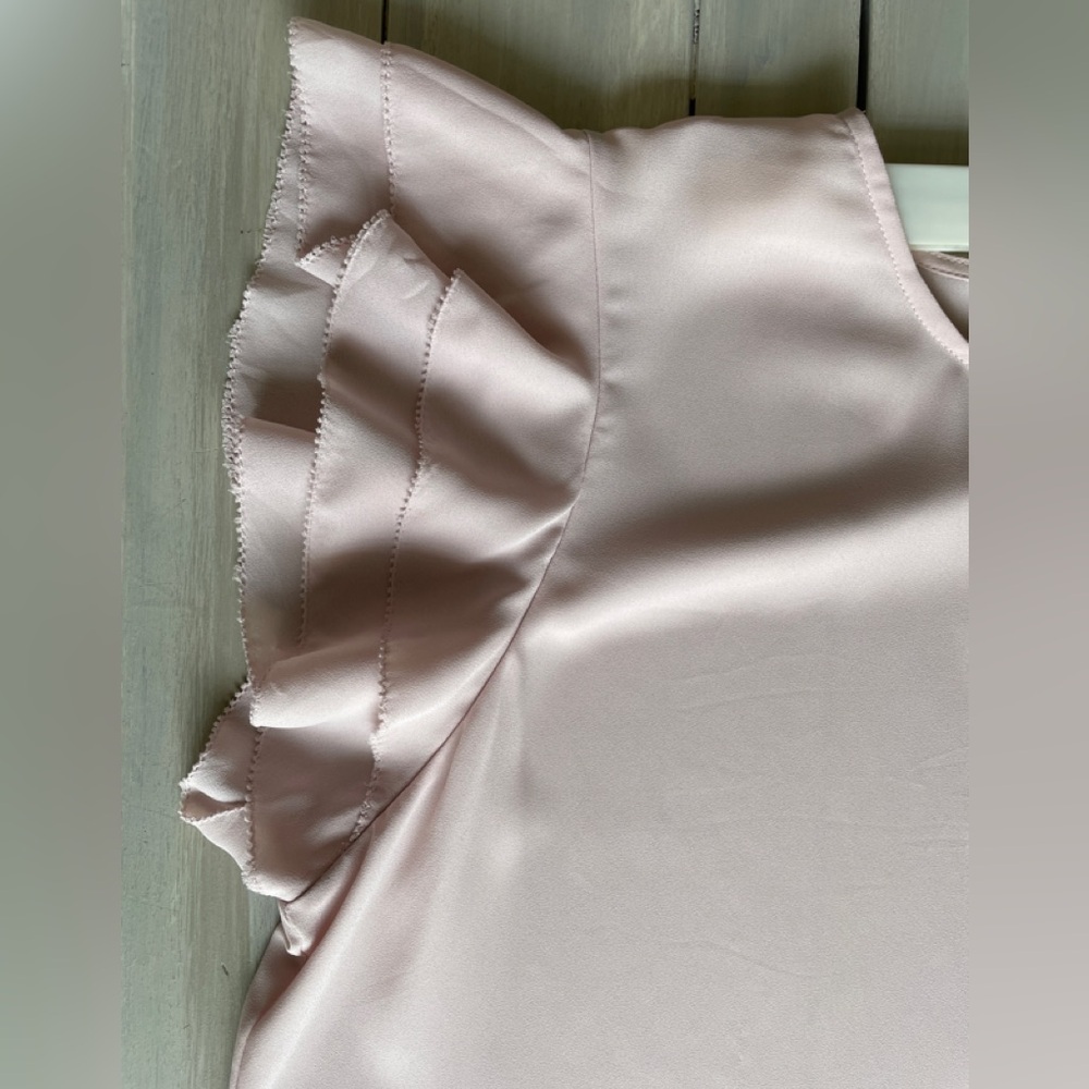 Elegant Pink Ruffle Sleeve Blouse - Picture 11 of 14